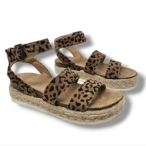 Universal‎ Thread Agnes Sandals MicroSuede Leopard Print Espadrille Platform 7.5